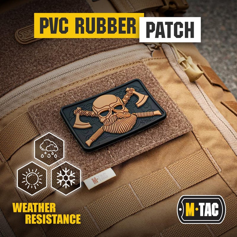 M-Tac Tactical Beard Skull Patch - Military Morale Patch for Gear, Jackets, Backpacks, and Hats - Hook Fasteners for Clothes and Tactical Equipment (Black/Coyote) - Image 5